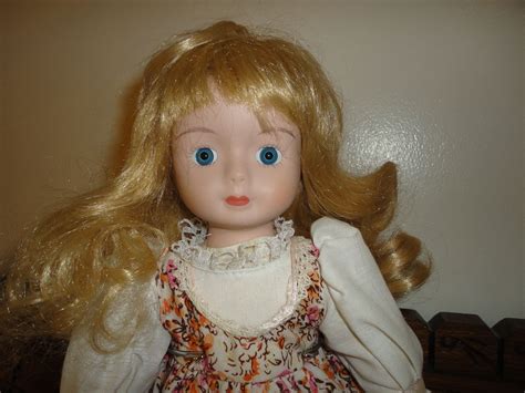 Vintage 1970 S Porcelain Doll Blonde Hair Cotton Flowered Dress 16 Inc Jadees Antique Bear Shoppe