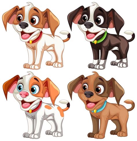 Lindo Personaje De Dibujos Animados De Perro Sentado Vector Gratis