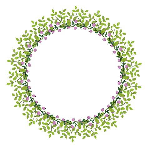 Cute Hand Drawn Round Frame With Floral Elements Herbs Leaves Twigs