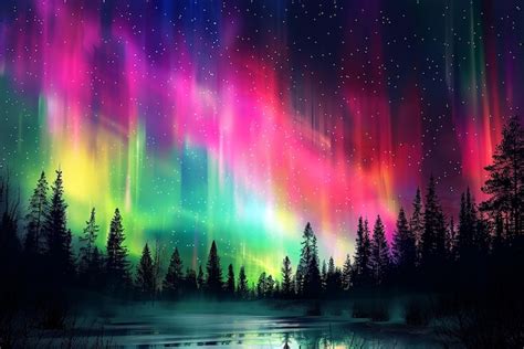 Premium Photo Colorful Aurora Borealis Northern Lights Desktop Wallpaper