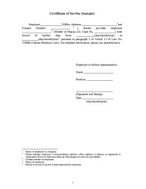 Certificate Of Service Fill And Sign Printable Template Online