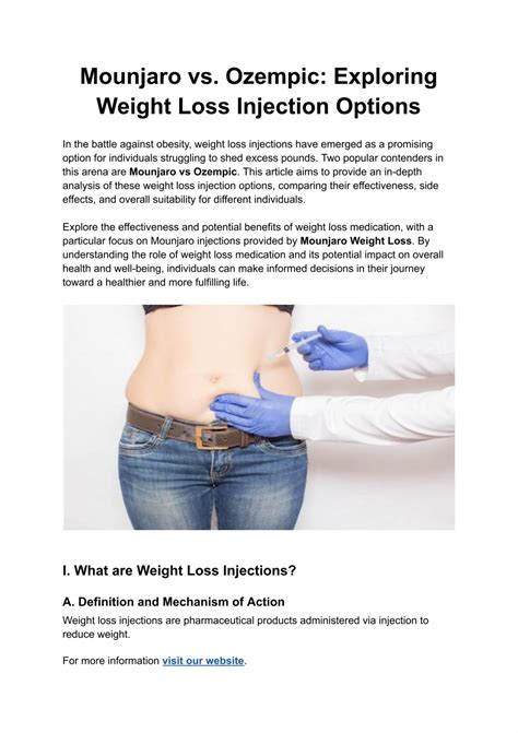 Mounjaro vs. Ozempic: Exploring Weight Loss Injection Options
