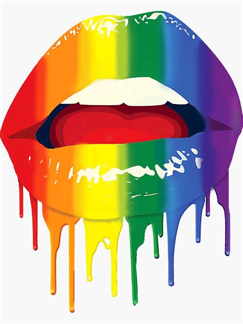 Dripping Lips Pride Lgbt Gay Love Sticker By Giantlean Redbubble