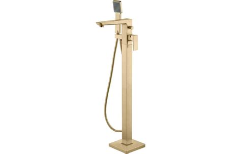 Berio Floor Standing Bath Shower Mixer Brushed Brass Mph