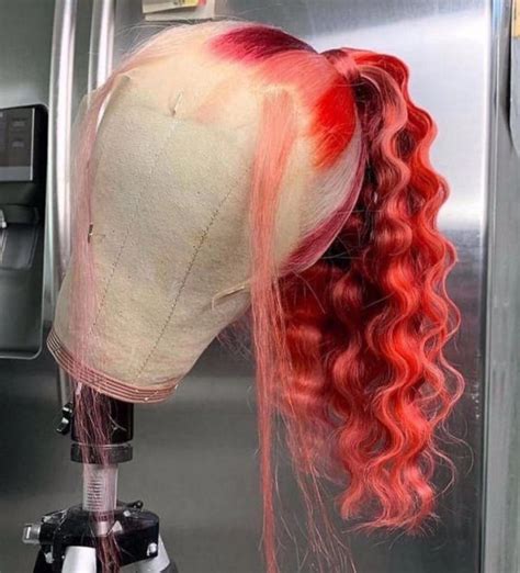 Magic Love Human Virgin Hair Ombre Red 613 Pre Plucked Lace Front Wig