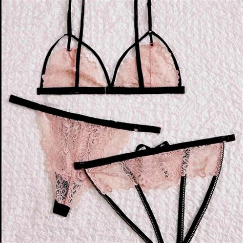 Unb Intimates Sleepwear Piece Floral Lace Contrast Binding Lingerie Set Poshmark