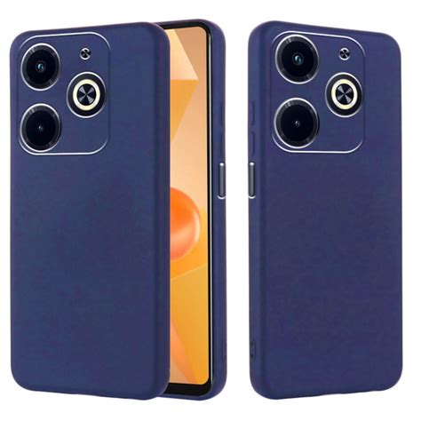 Силиконовый чехол для Infinix HOT 40i Smart 8 soft touch с подкладкой из микрофибры темно