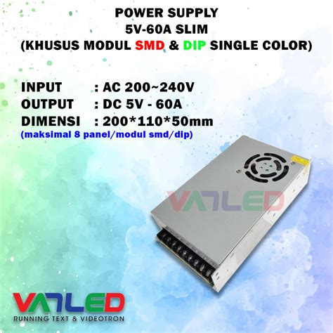 Jual POWER SUPPLY RUNNING TEXT SINGLE COLOR 5 VOLT 60 AMPER TEBAL