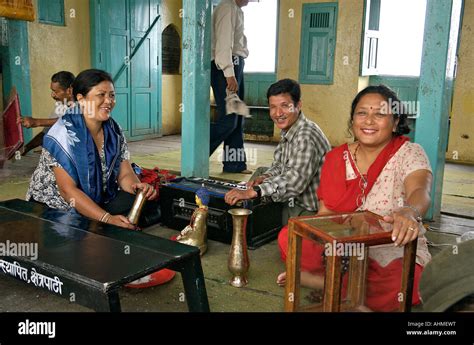 Religious Group Ritually Cleaning Religious Paraphernalia Swayambhunath