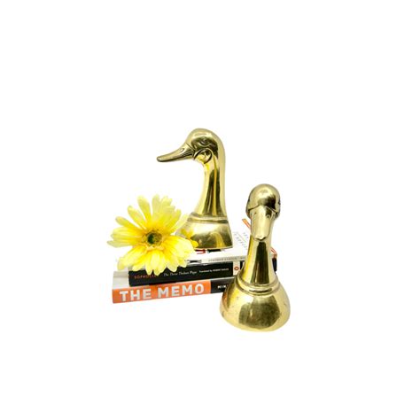 Vintage Pair Of Solid Brass Duck Bookends By Brass Kingdom