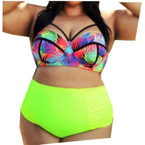 New Womens Neon Green Bikini Set High Waist Swimsuit Push Up Swimwear Bathing Suit Bikini