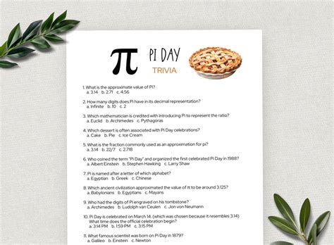 Pi Day Trivia Pi Day Game Fun Pi Day Activity For Kids And Adults Pi