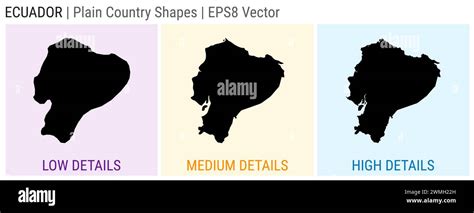 Ecuador Plain Country Shape Low Medium And High Detailed Maps Of
