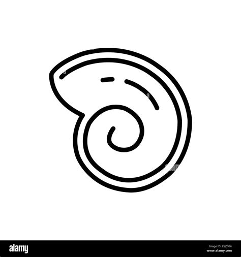 Rounded Shell Icon Flat Set In Black And White Color Outline Vector