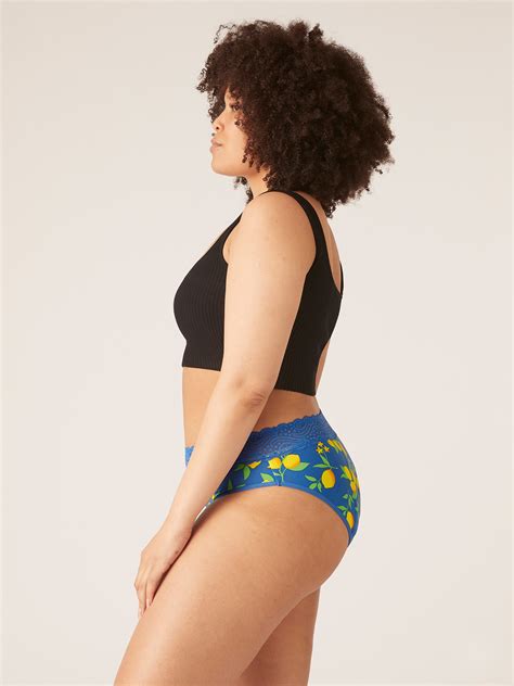 Menstrua N Kalhotky Modibodi Sensual Hi Waist Bikini Heavy Overnight Lemon Splice Blue