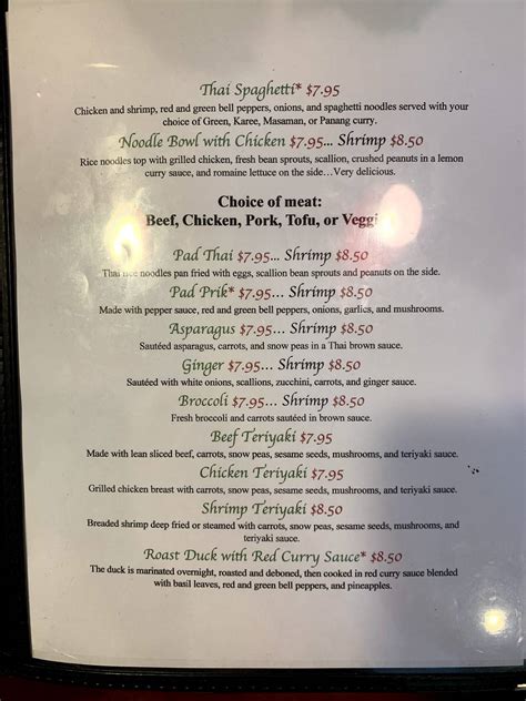Menu At Thai Diner Restaurant Mobile