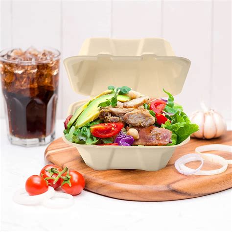 Bagasse Hinged Container X Inch Pfas Free Biodegradable