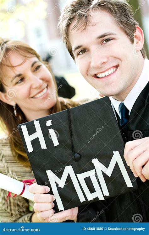 Graduation Mom Proud Of Son Graduate Stock Photo Image Of