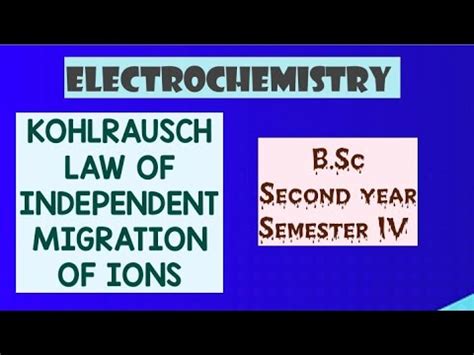 Kohlrausch Law Of Independent Migration Of Ions Electrochemistry B Sc