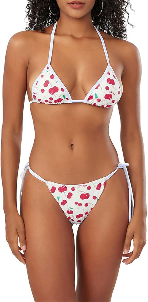 Amazon Women String Bikini Sets Halter Two Pieces Sexy Triangle Brazilian Bikinis Swimsuit