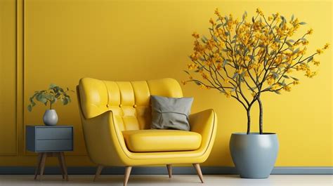 Premium Photo | Modern Minimalist Interior with a Yellow Armchair