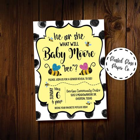 Bee Gender Reveal Invitation Baby Shower Bumble Bee What Will Etsy