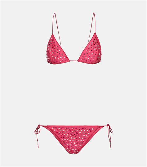 Gem Embellished Bikini Set In Pink Oseree Mytheresa