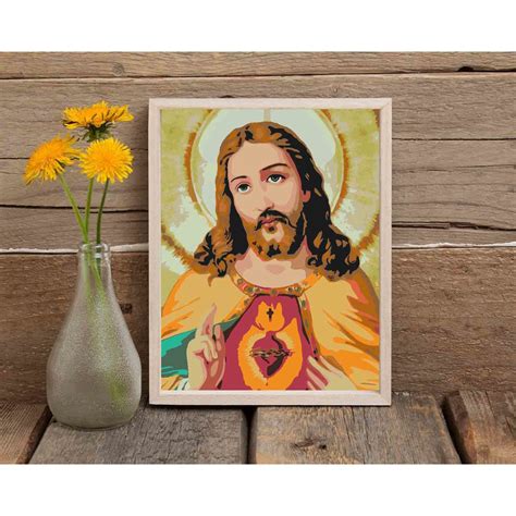 Исус Христос картина по номера комплект 3454, памучно платно върху ...