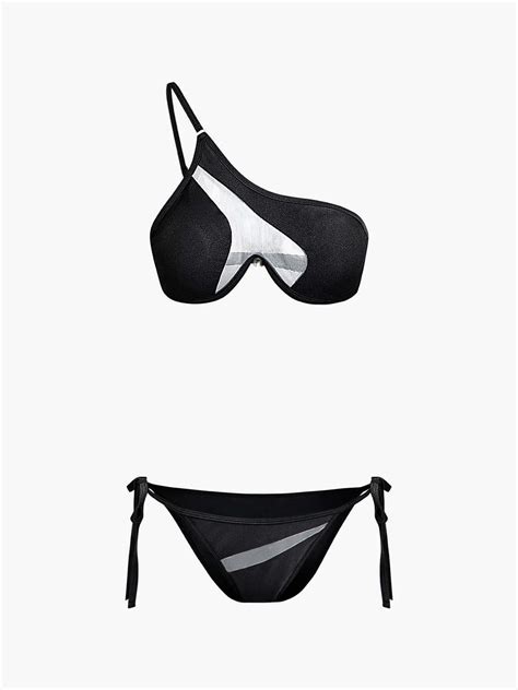 Sling Transparan Detaylı Siyah Bikini Takımı