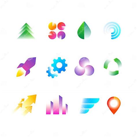 Trendy Business Logo Symbols Rainbow Color Geometric Shapes For