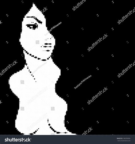 Beautiful Nude Woman Black Hair Halftone Stock Illustration 188309006 Shutterstock