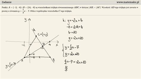 Geometria analityczna wyznacz współrzędne wierzchołka zadanie YouTube