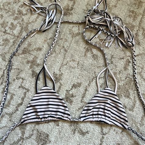 ACACIA SWIMWEAR Triangle Bikini Top Has Fringes Depop
