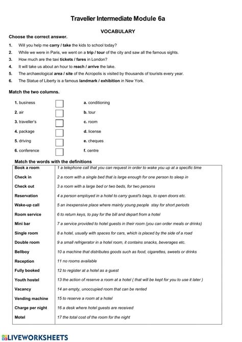 Esl Intermediate Vocabulary Worksheets