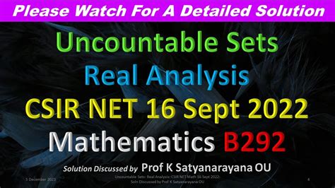 Uncountable Sets Real Analysis Csir Net Math Sept Sol