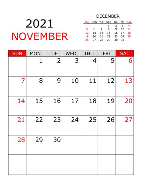Calendar For November 2021 Free Calendarsu