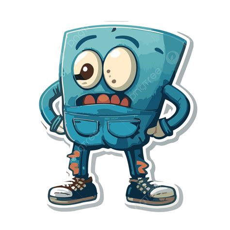 Cartoon Character With Blue And Grey Jeans And Sneakers Is Standing