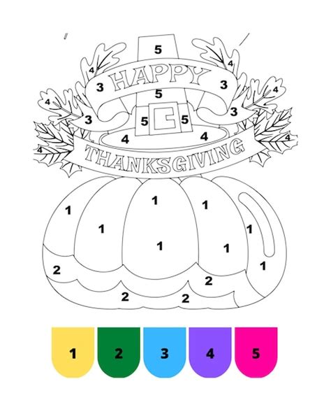Feuilles de coloriage par numéros pour Thanksgiving - Observer