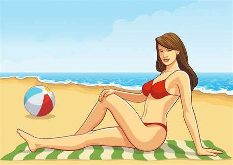 Vectores E Ilustraciones De Mujer Bikini Playa Para Descargar Gratis Freepik