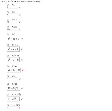 Solved Let Fx X2 3x 9 Compute The Following A