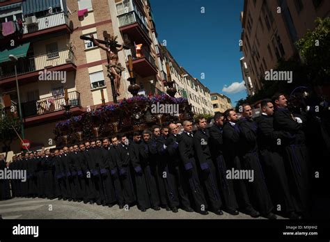 Malaga Spain 26th Mar 2018 Penitents Of The Crucifixion