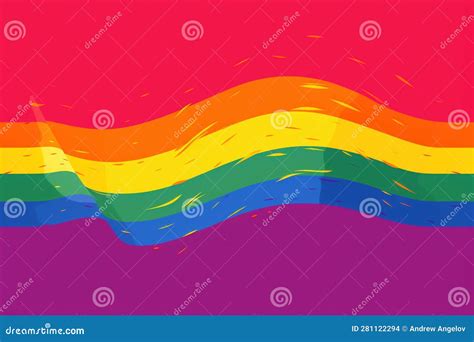 Gay Pride Lgbtq Rainbow Flag With Clors Waving Flags In The Air During A Pride Event Stock