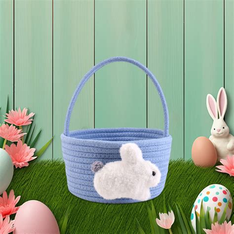 Dmlowu Easter Baskets for Kids, Cotton Easter Basket with Handle, Large