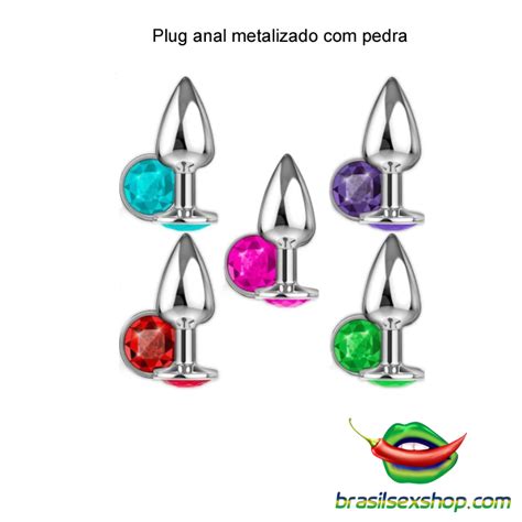 Plug Anal Metalizado Pedra BDSM Brazil