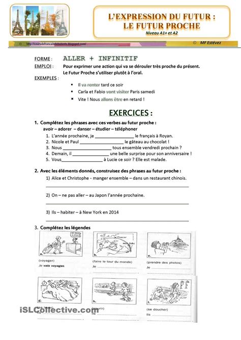 EXPRIMER LE FUTUR Futur proche exercices Classe de française Futur