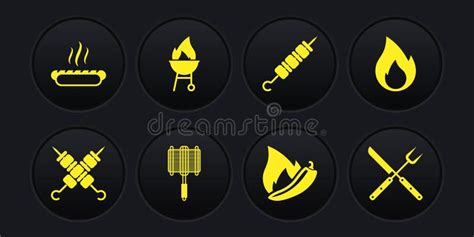 Set Grilled Shish Kebab Fire Flame Barbecue Steel Grid Hot Chili Pepper Pod Grill Crossed