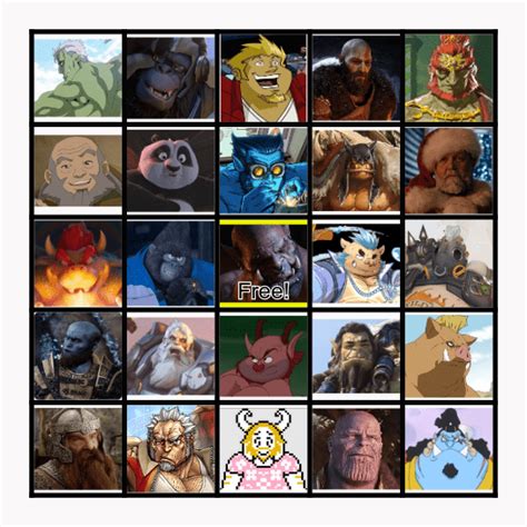 Characters I M Horny For Bingo Card