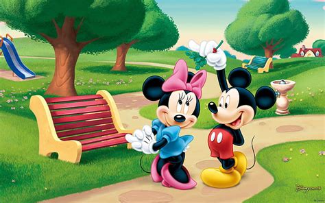 1920x1080px | free download | HD wallpaper: Mickey Mouse And Minnie Mouse In The Park Desktop ...