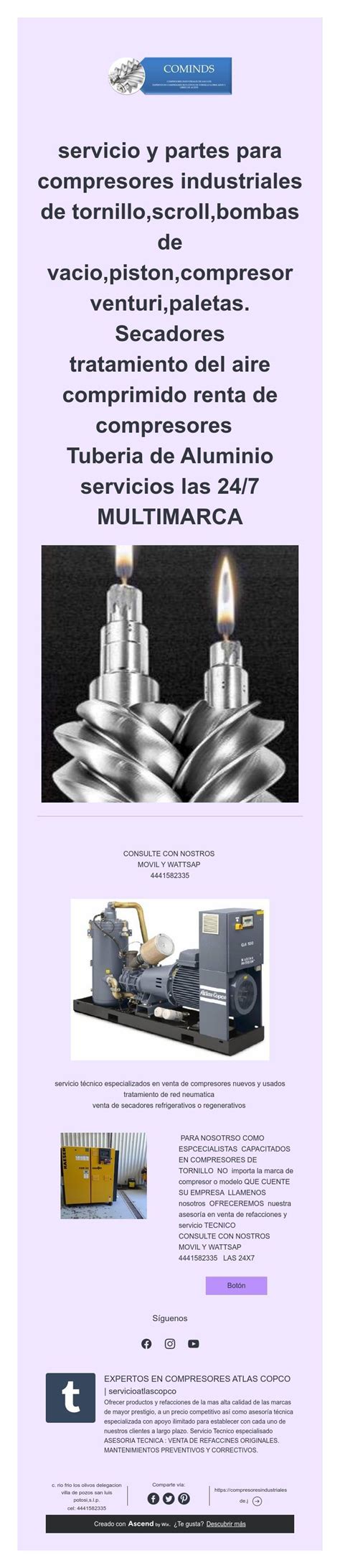 Servicio Y Partes Para Compresores Industriales De Tornillo Scroll