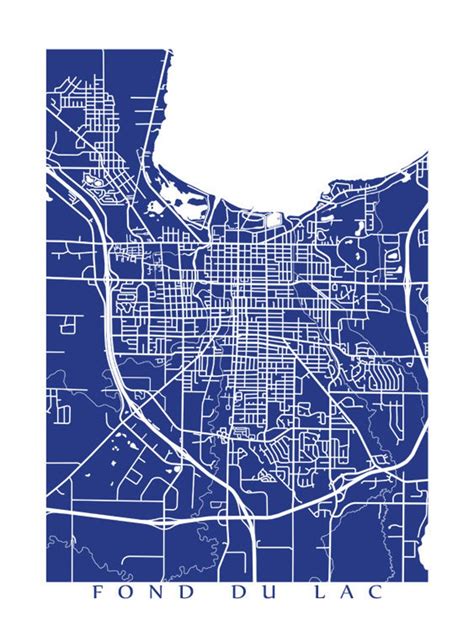 Fond du Lac WI Map Print Wisconsin Poster | Etsy